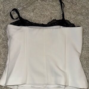 Elegant White and Black Lace Trim Top